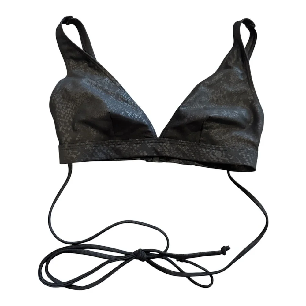 Wolf & Whistle Black Snakeskin Wrap Around Bikini Top US 32D/DD NWT